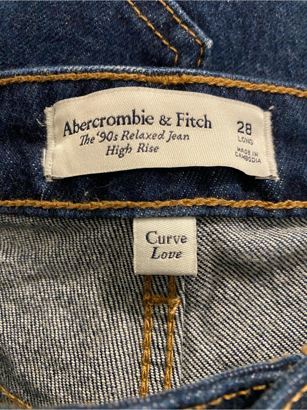 NWOT Abercrombie & Fitch 90s Relaxed High Rise Curve Love Dark Wide-Leg Size 28L - Picture 10 of 13